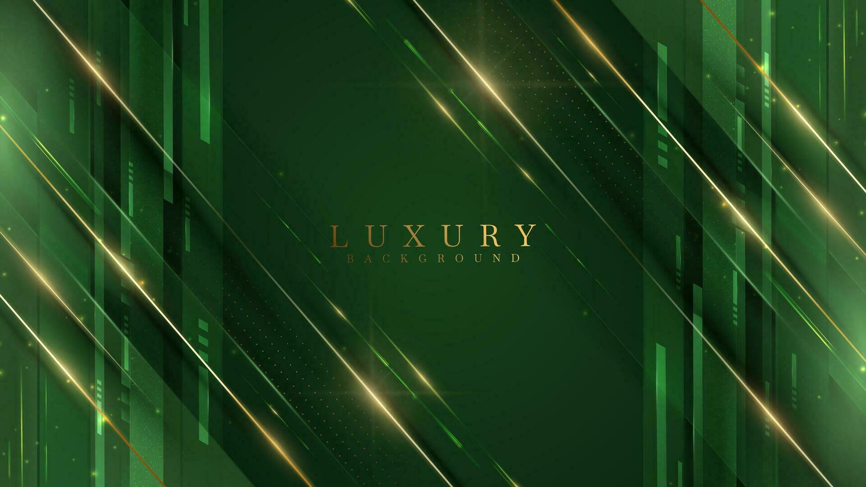 Luxury background with golden line decoration and light rays effect elements. vector