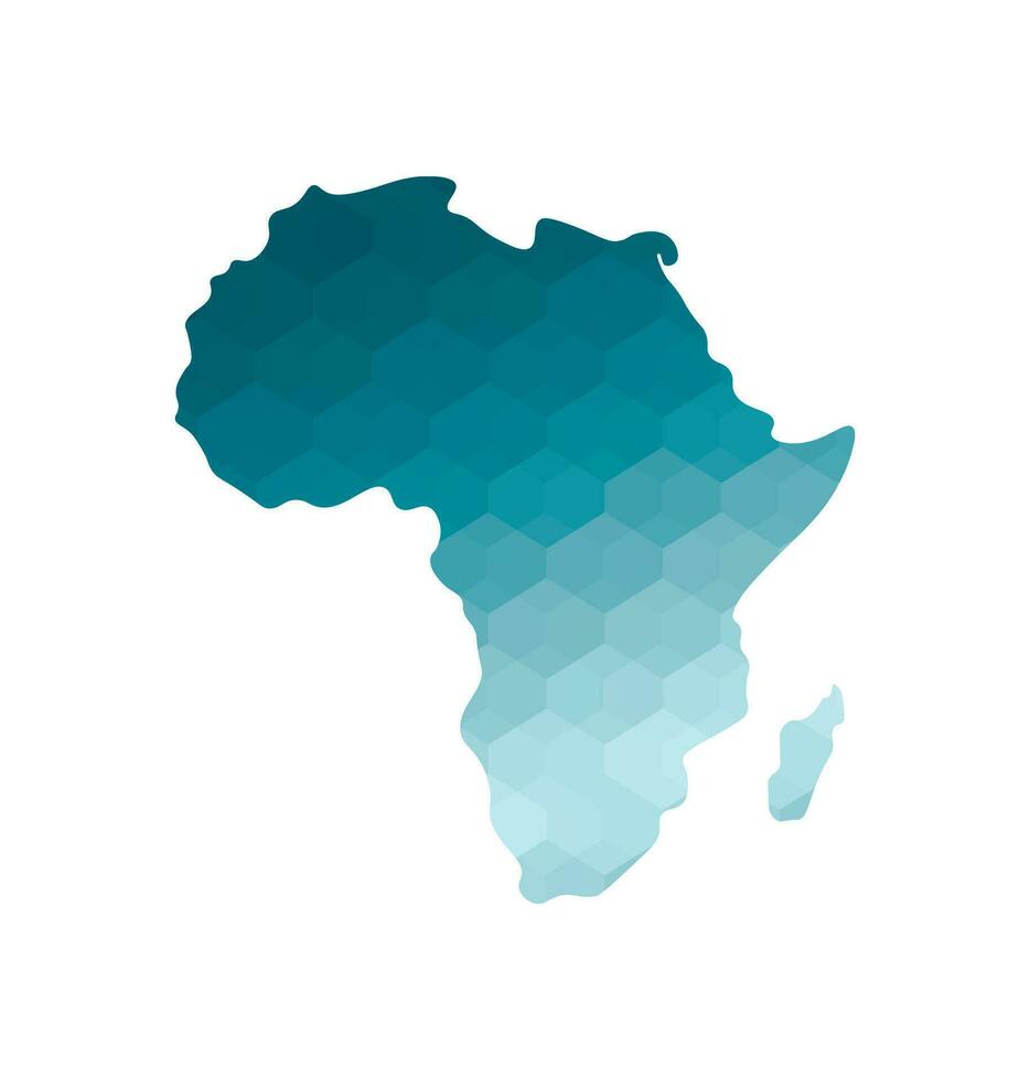 Vector isolated illustration icon with simplified blue silhouette of continent Africa and Madagascar map. Polygonal geometric style. White background.