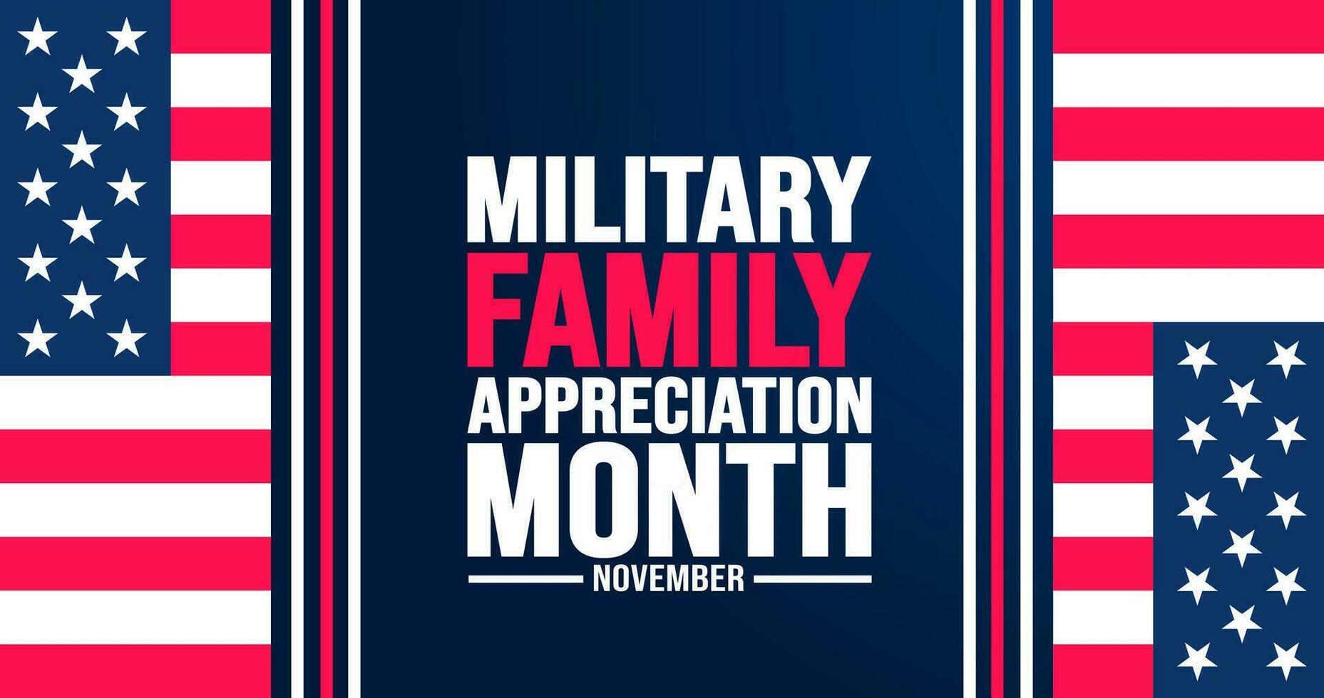 November is Military family appreciation month or Month of the Military Family background template. background, banner, placard, card, and poster design template with text inscription. vector