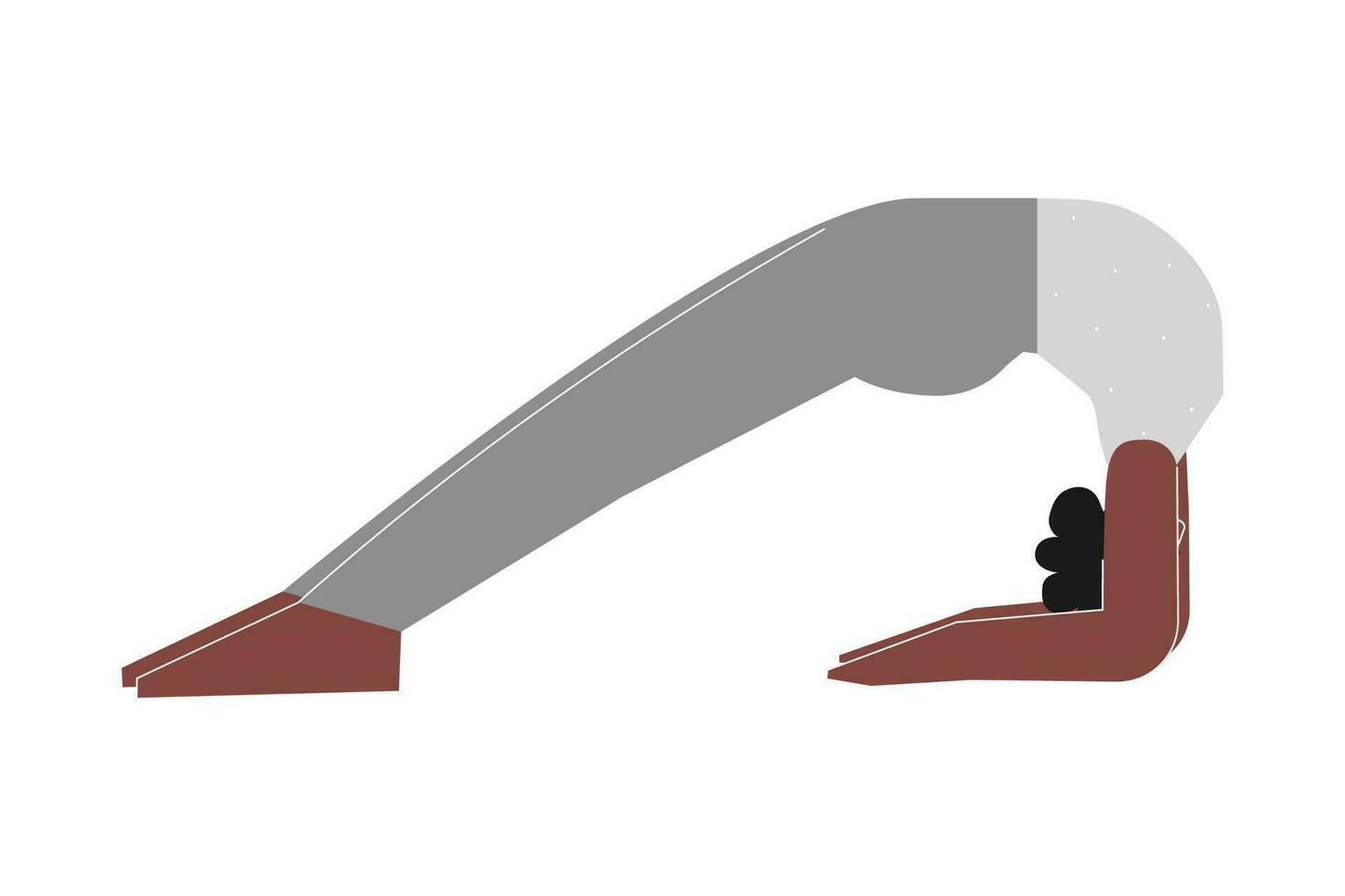 vector ilustración con hembra cuerpo positivo personaje. juguetón africano americano mujer lo hace dwi pada viparita dandasana a yoga clase. aptitud ejercicio - hacia arriba frente a dos pies personal actitud