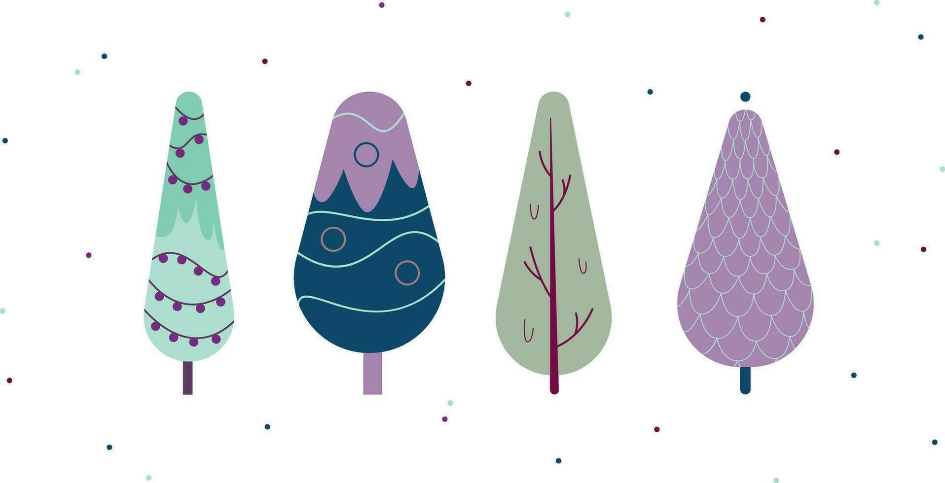 Group of trees with different colors and shapes vector