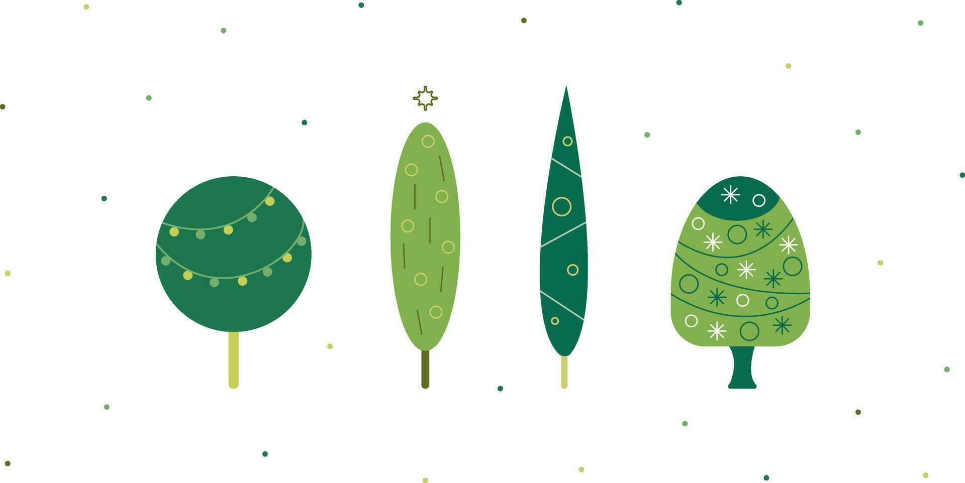 Set of three trees with green leaves vector