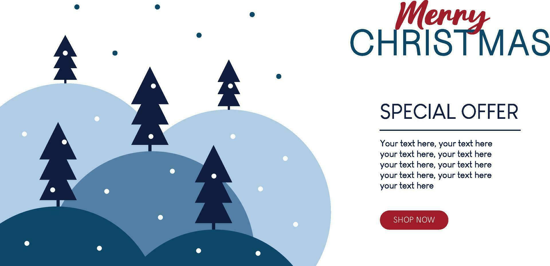 christmas special offer landing page template with christmas tree and snow vector