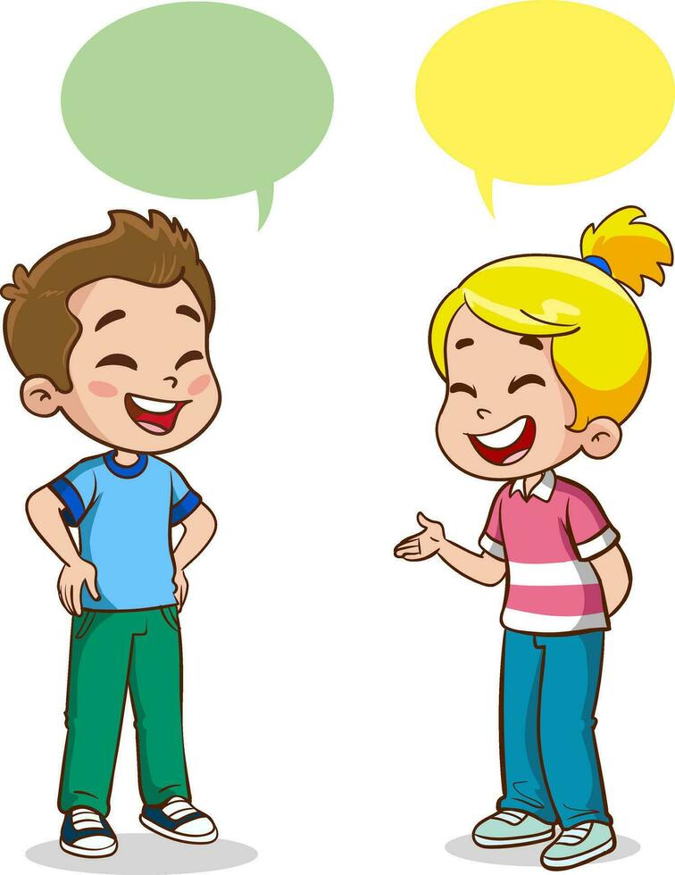 vector illustration of cute kids chatting