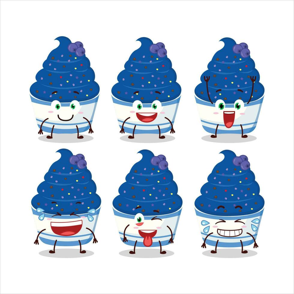 Cartoon character of ice cream blueberry cup with smile expression vector