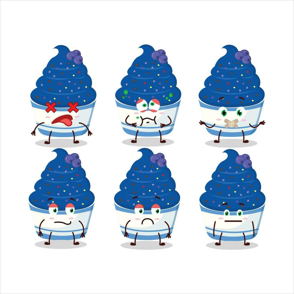 Ice cream blueberry cup cartoon character with nope expression vector