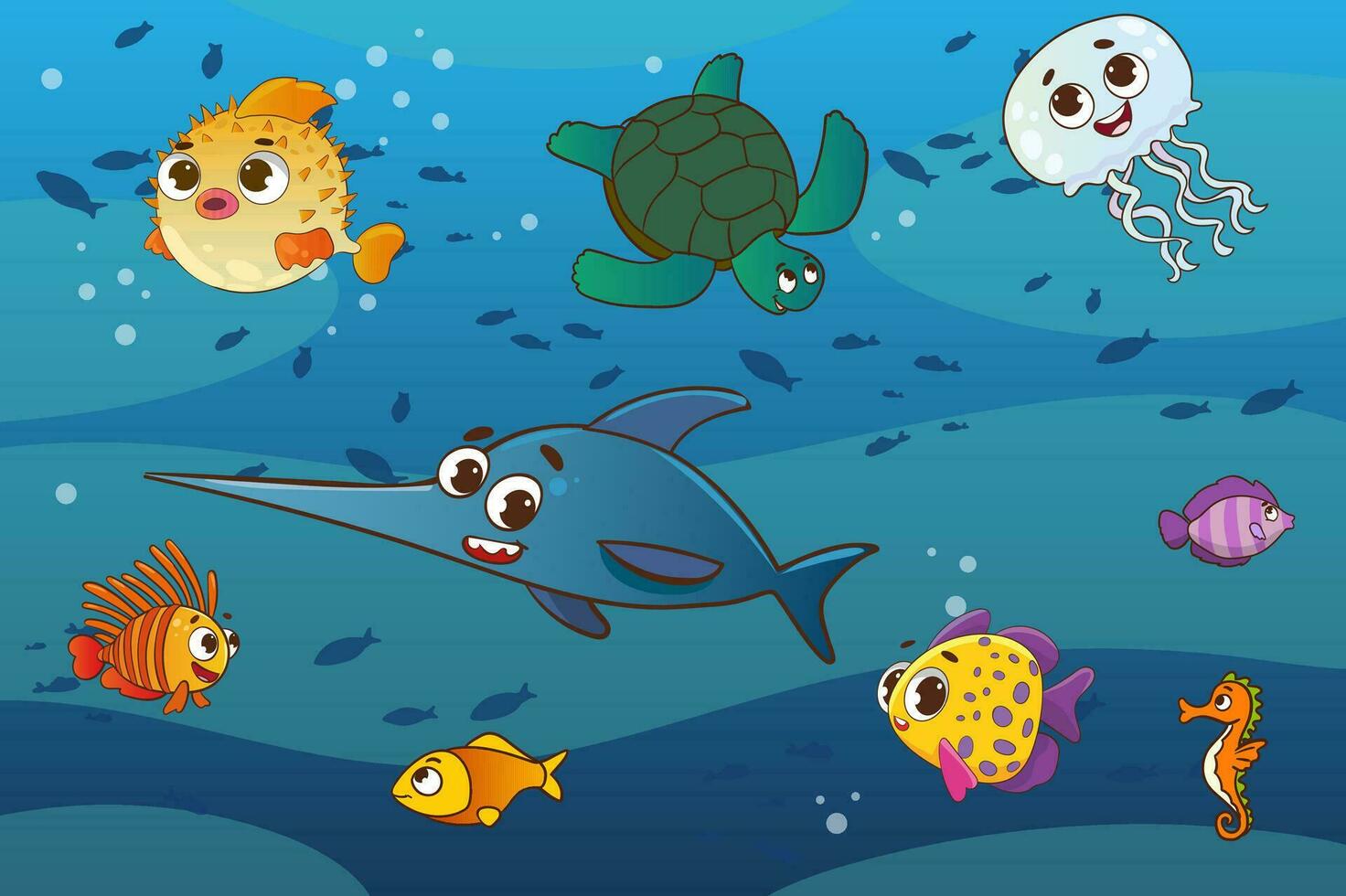 vector illustration of underwater fish