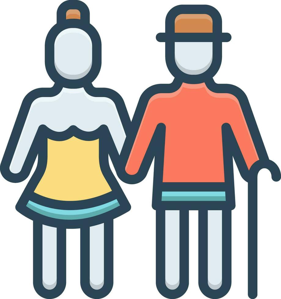 color icon for seniors vector