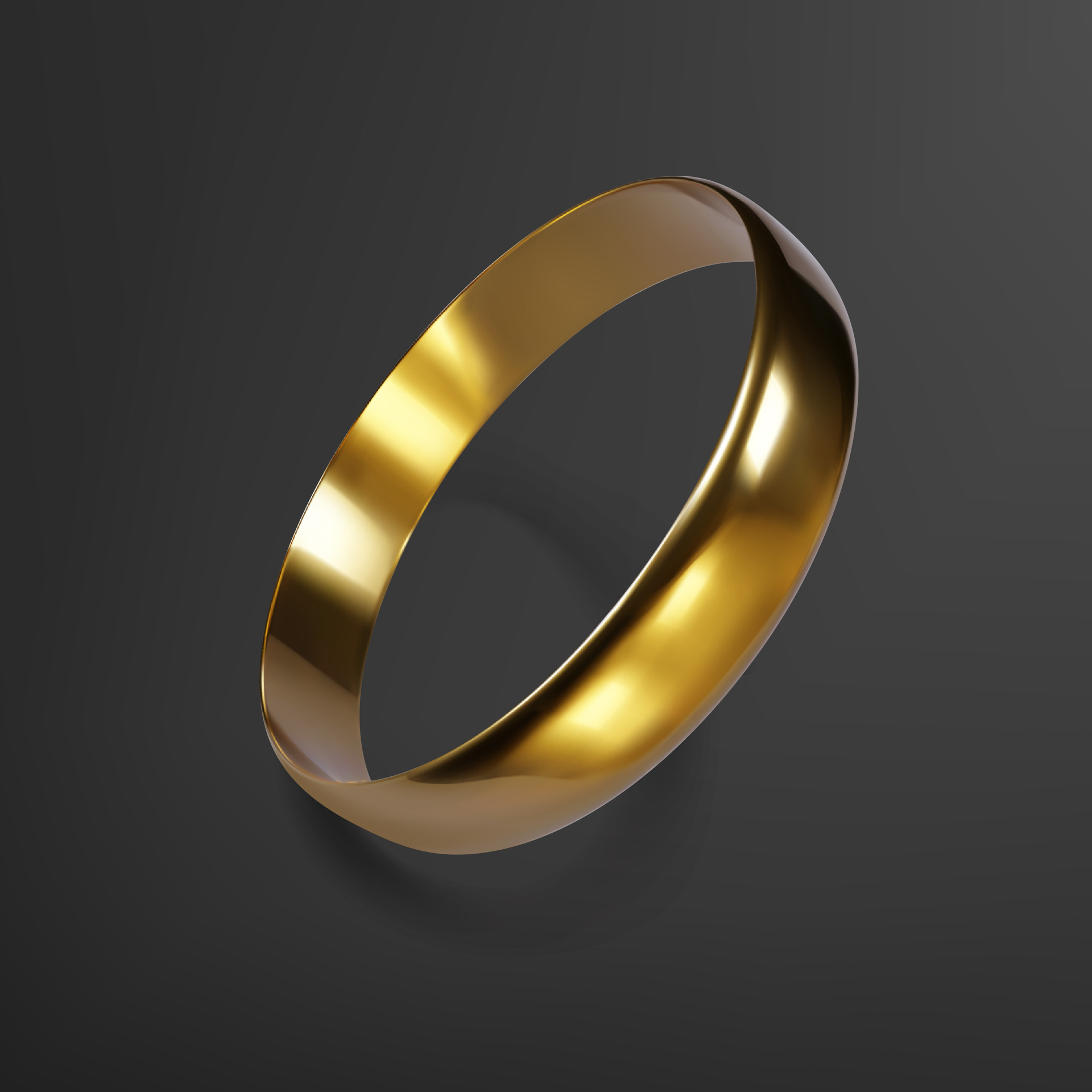 Realistic gold wedding ring. 3D render of golden ring. Vector