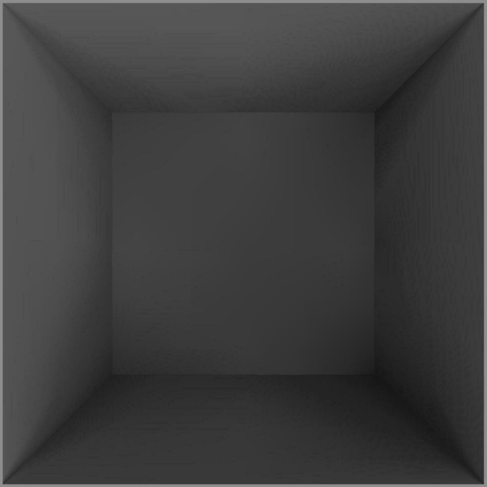 Black empty room or studio. Box top view. Vector illustration