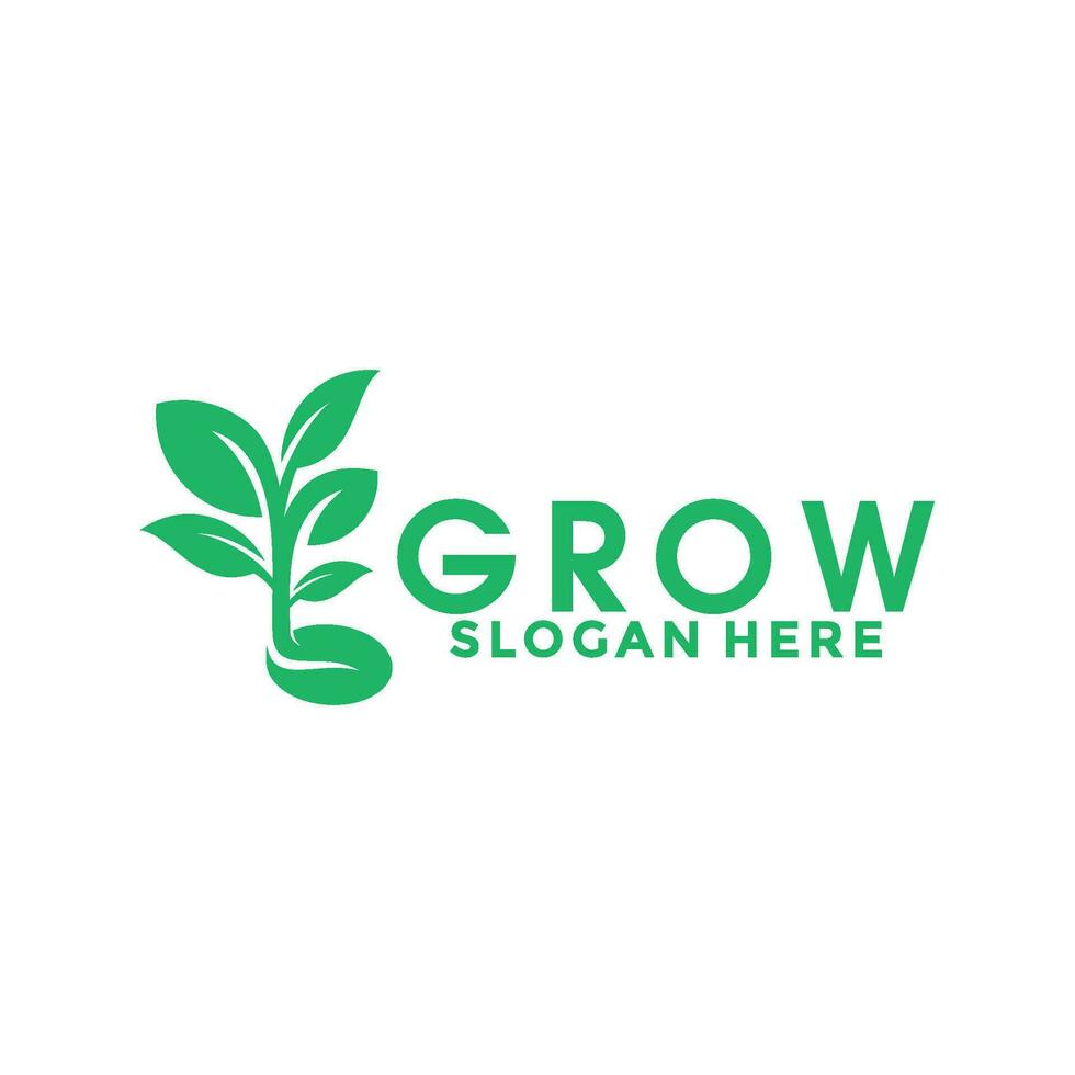 Green Seed logo type vector, Grow logo design template vector