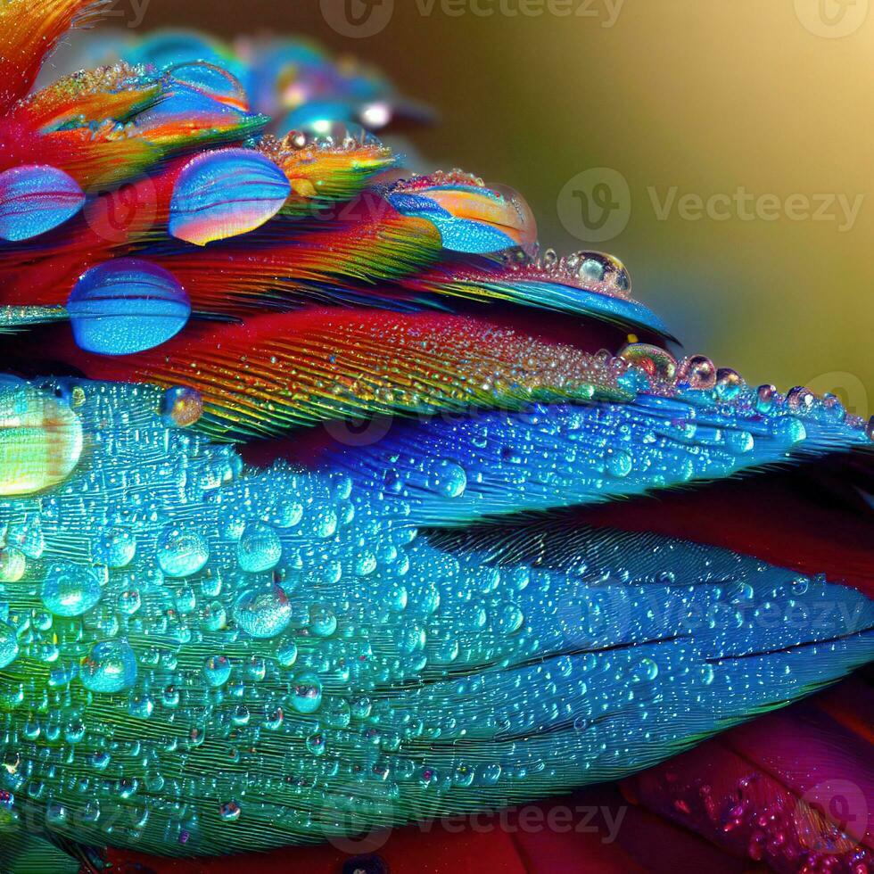 A mesmerizing macro view of colorful bird feathers in all their splendor ,AI Generated photo