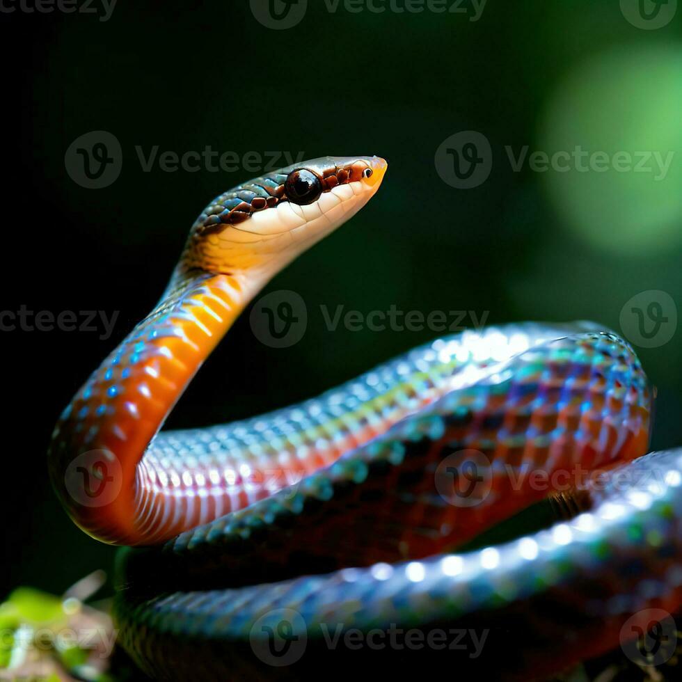 he striking colors of a blue coral snake create a captivating sight ,AI Generated photo