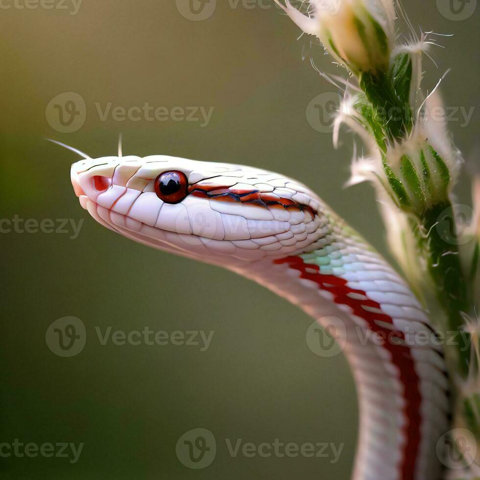 Capturing the Mysterious Aura of the Albino Cobra in Focus ,AI Generated photo