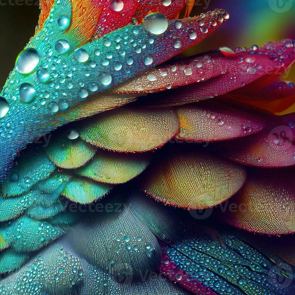 Vibrant hues blend harmoniously, creating a stunning array of colors in these feathers ,AI Generated photo