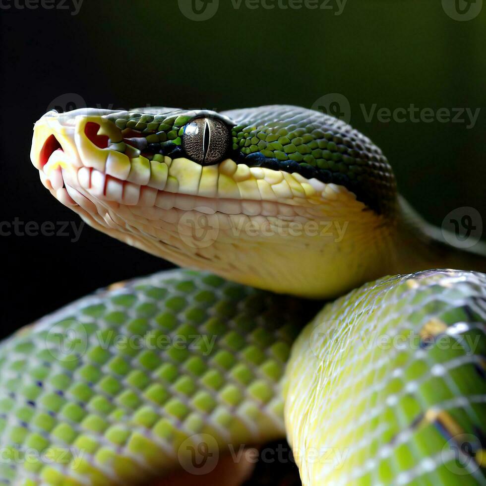 Capturing the Intensity of the Eyelash Viper's Expression ,AI Generated photo