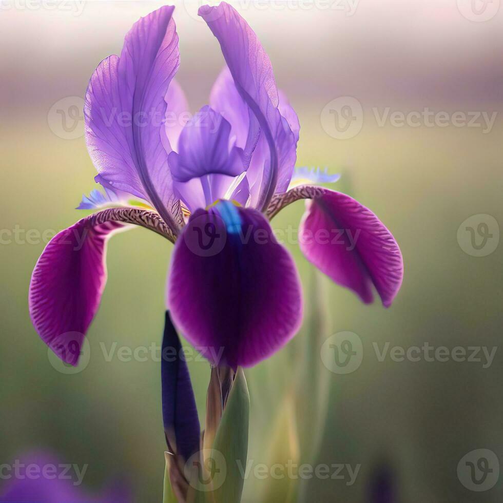 A close-up look at the bearded iris showcases its fascinating microstructures ,AI Generated photo
