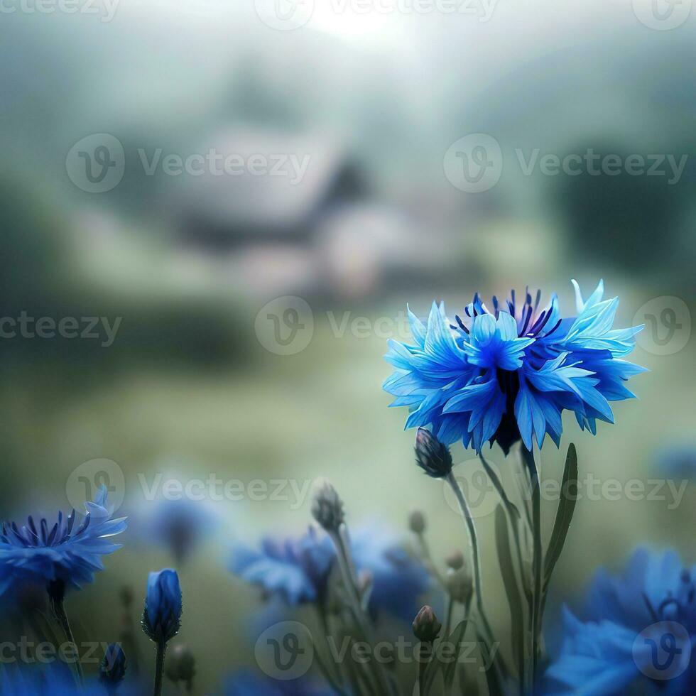 Cornflowers display a variety of blue shades, from pale to deep hues ,AI Generated photo