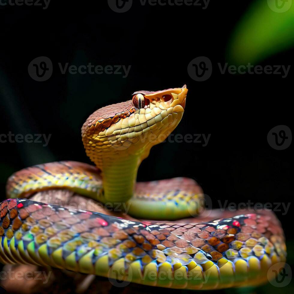 A Rainboo Boa Perched on a branch ,AI Generated photo