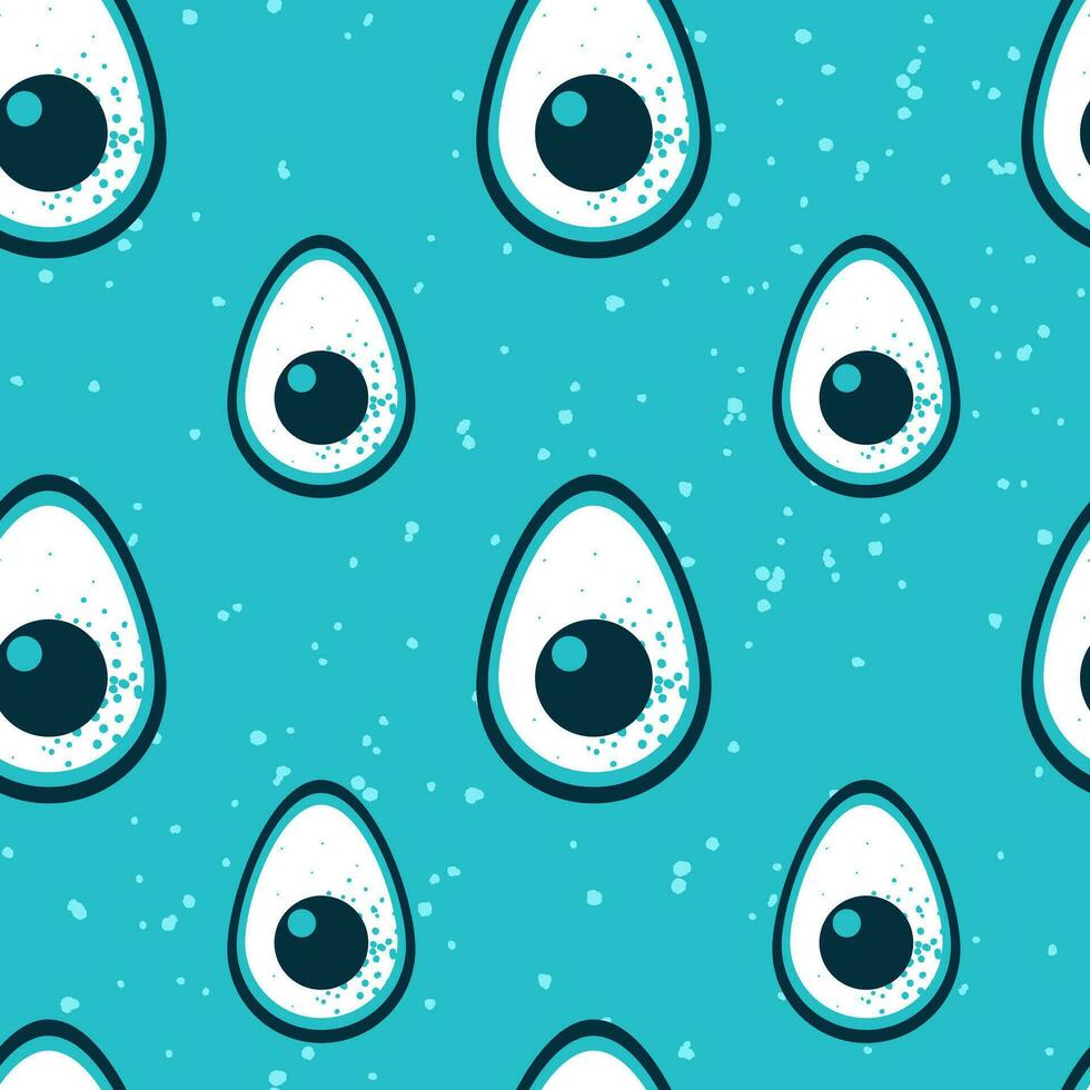 Seamless pattern with fresh avocado. isolated tile on background. Trendy vector design for summer fashion textile prints and backgrounds. Vegetarian and healthy food. Cartoon flat style.