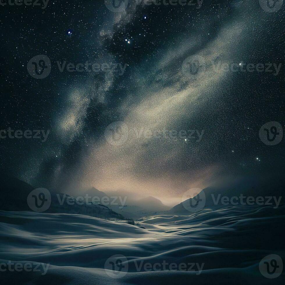 The Milky Way galaxy stretches across the night sky, revealing its breathtaking beauty above the majestic mountains. ,AI Generated photo