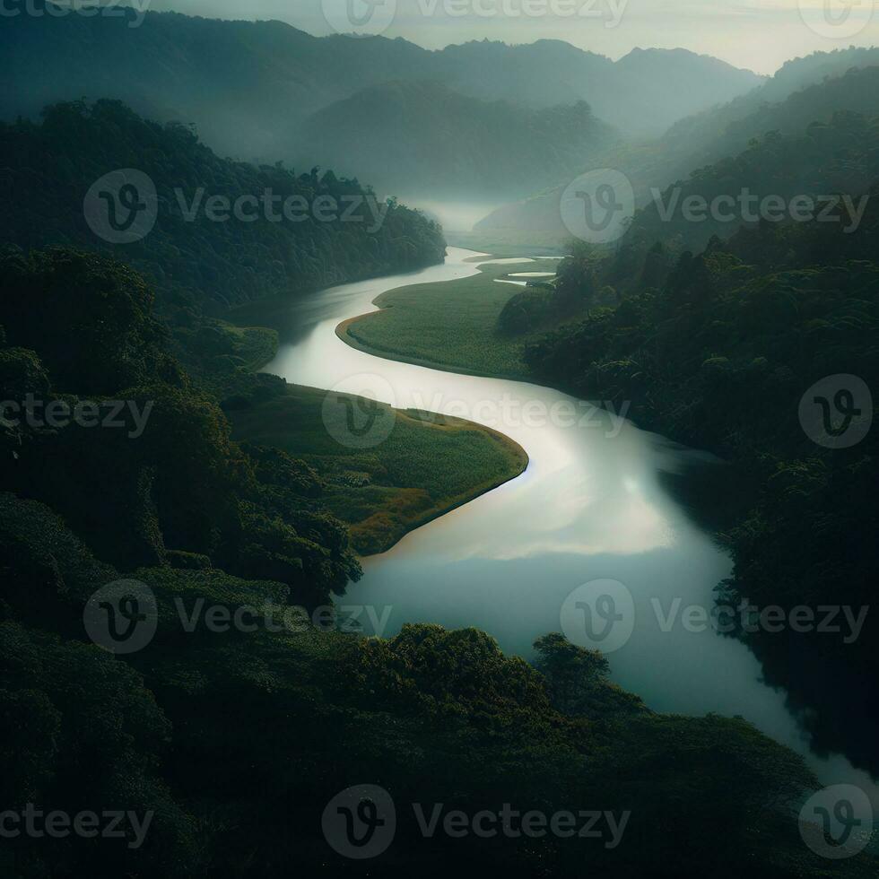 el armonioso danza de el genial Neel río en medio de el pintoresco paisajes ,ai generado foto