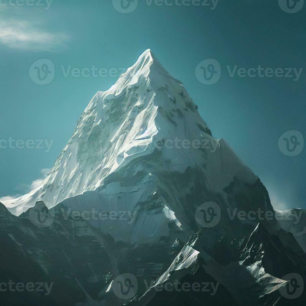 The snow-covered peaks of Mount Everest glisten in the sunlight ,AI Generated photo