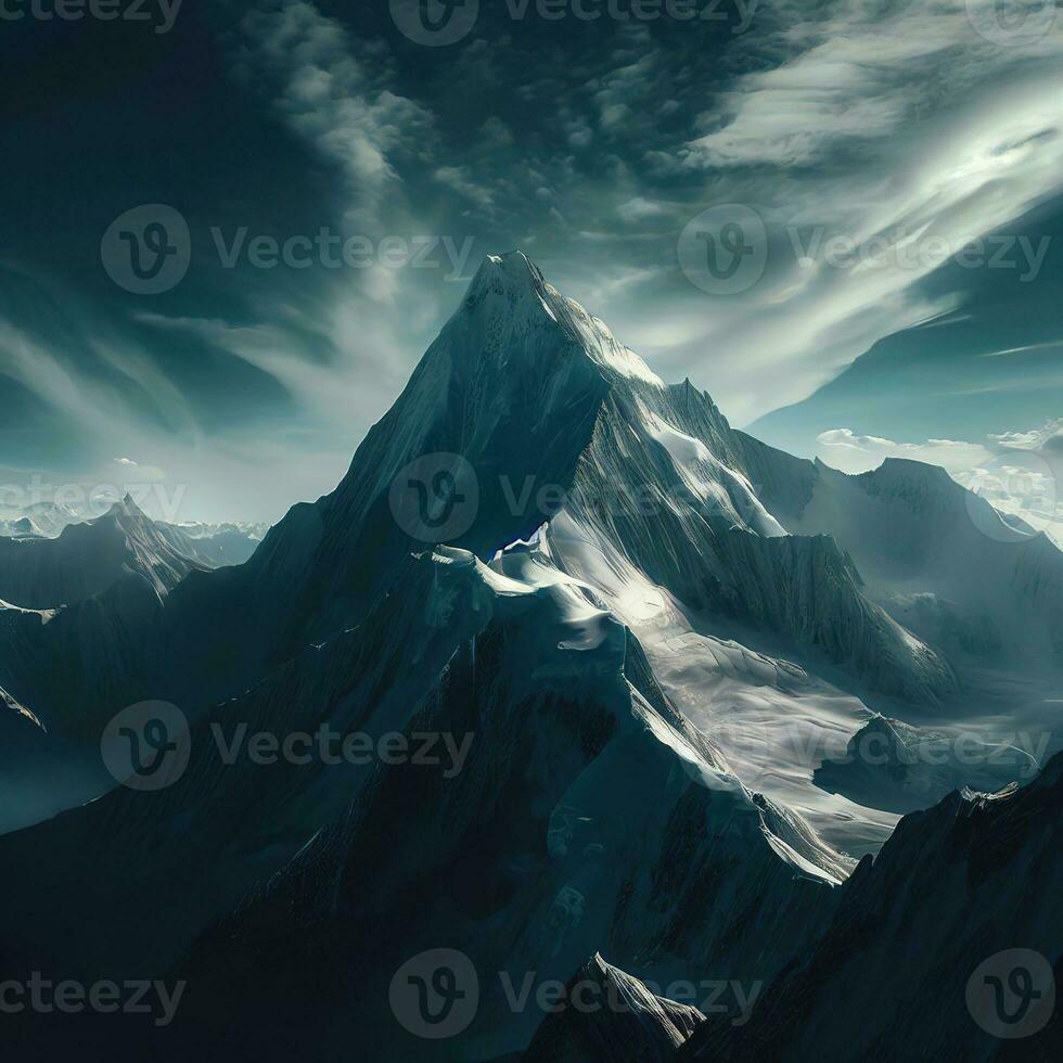 Mount Everest's mountainous giants stand tall, claiming their title as the highest on Earth ,AI Generated photo