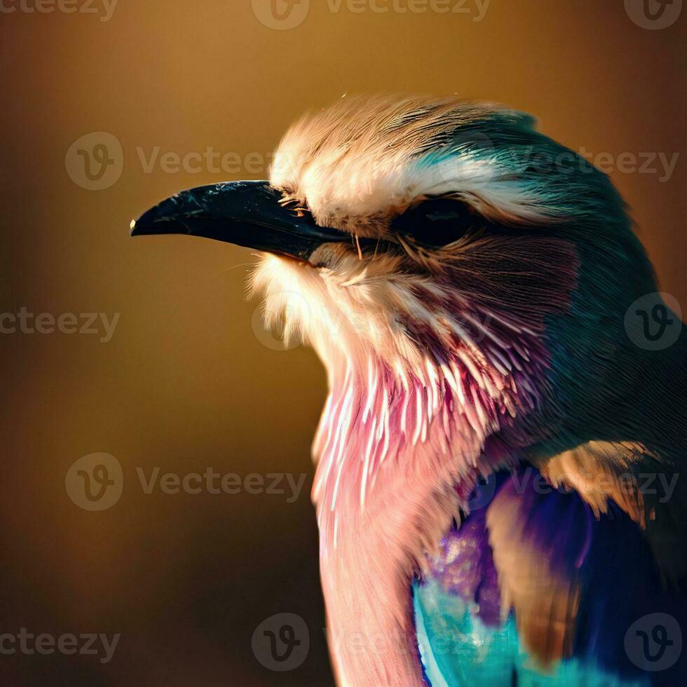 The Lilac-breasted Roller soars with its vibrant plumage on full display ,AI Generated photo