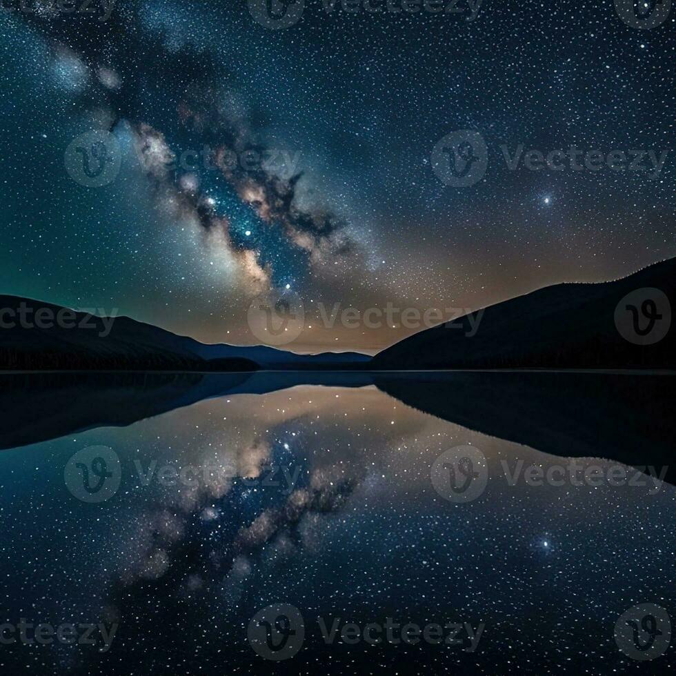 Serene Milky Way Over a Breathtaking Mountain Range ,AI Generated photo