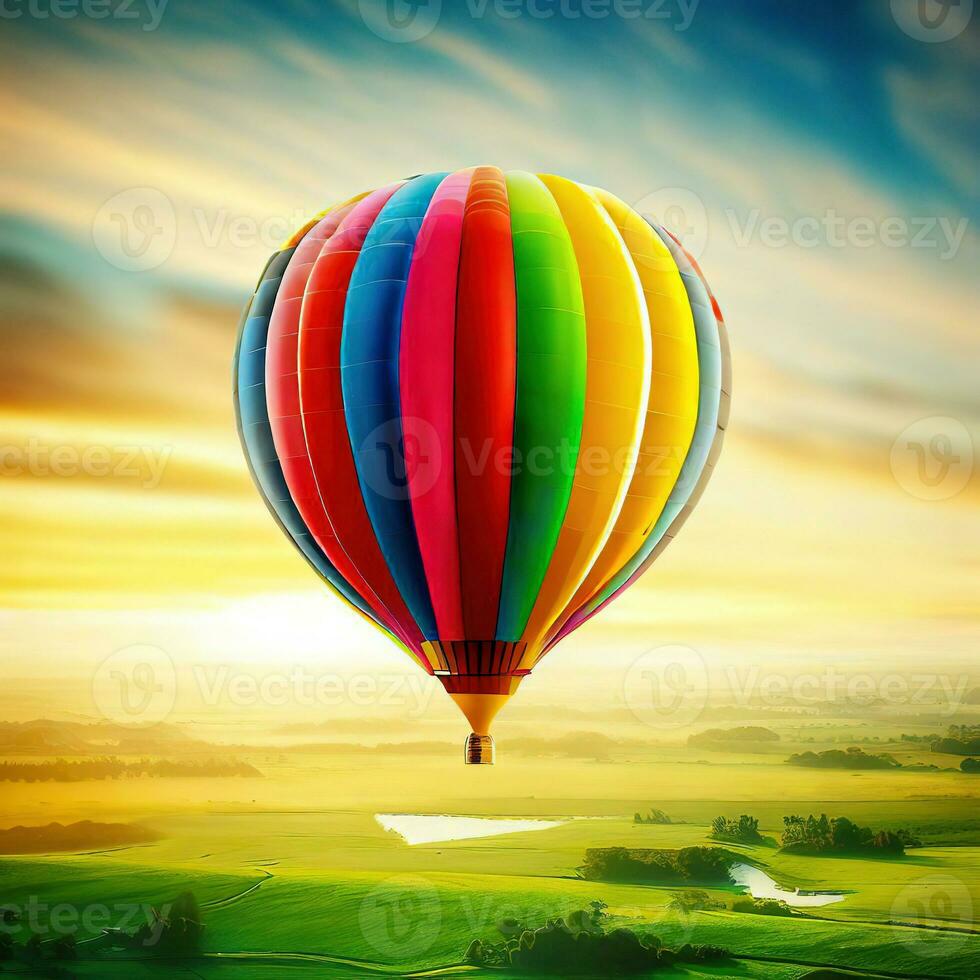 Hot air balloons take passengers on an unforgettable journey above the world ,AI Generated photo