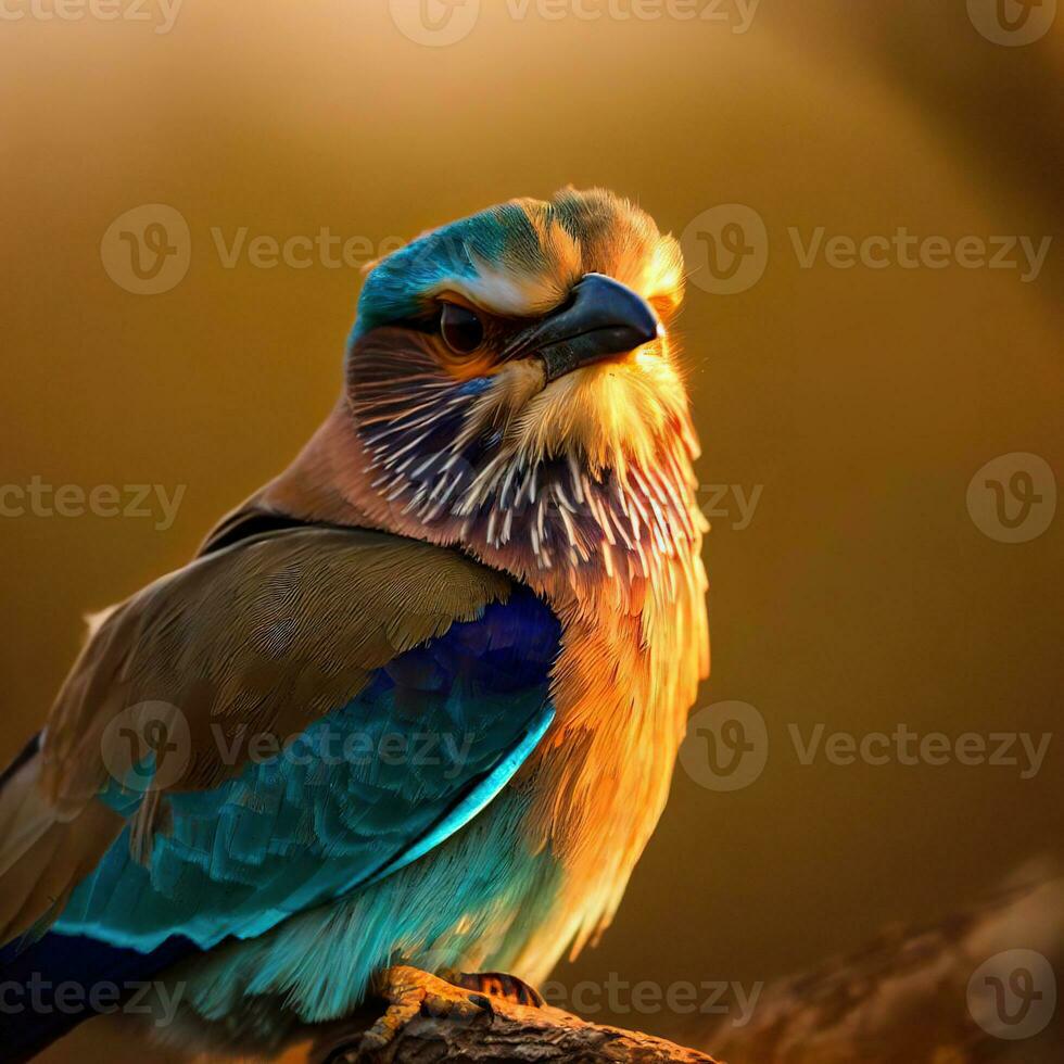 Reveling in the Exquisite Details of the Indian Roller Bird in Perfect Lighting ,AI Generated photo