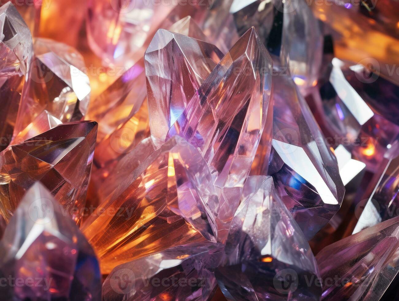 ai generation. multicolored crystals as a background. macro. photo