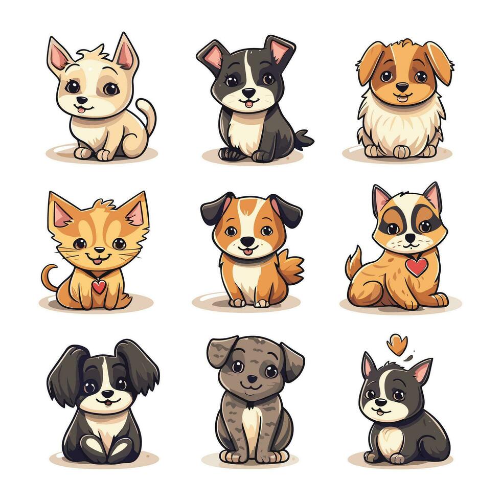 Pet Dog vector different type illustration cartoon