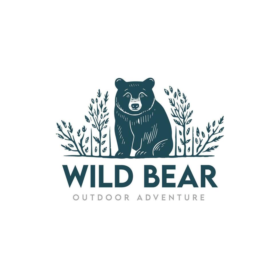 Wild Bear logo design concept and Template vector