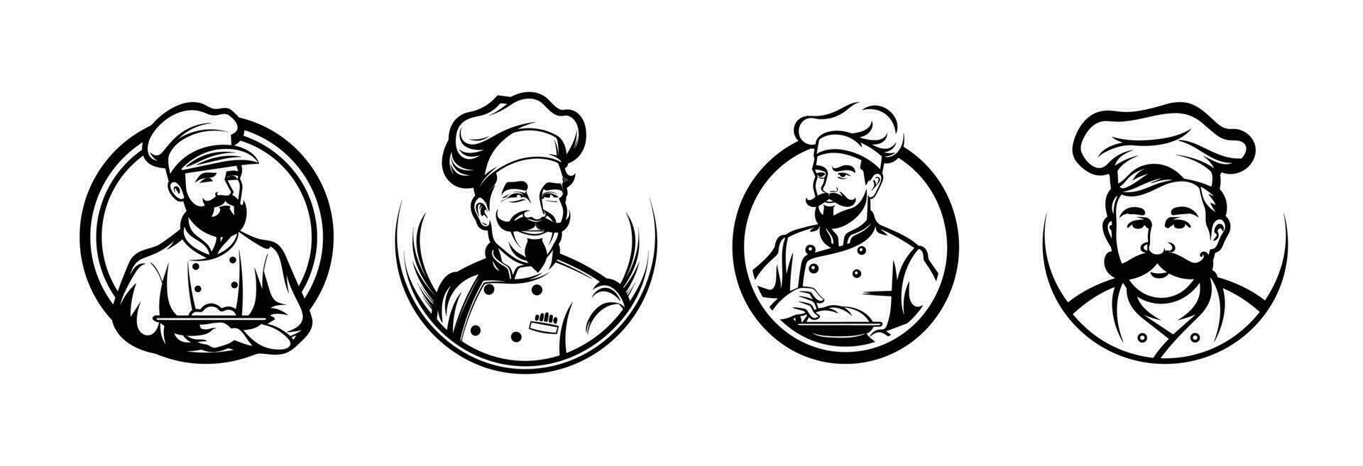 restaurantes cocinero logo y icono diseño vector