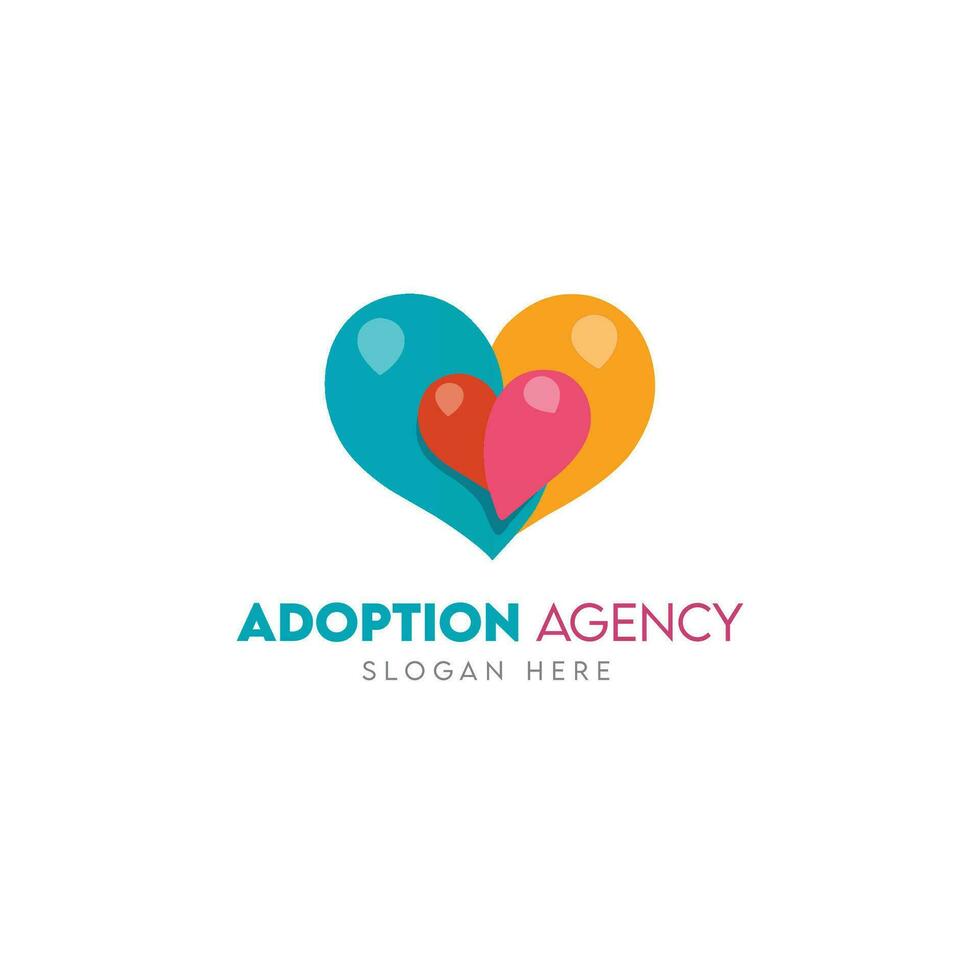 adopción agencia logo diseño con amor símbolo vector