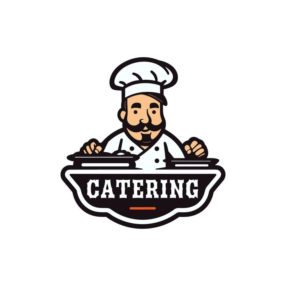 abastecimiento vector logo diseño con cocinero personaje icono