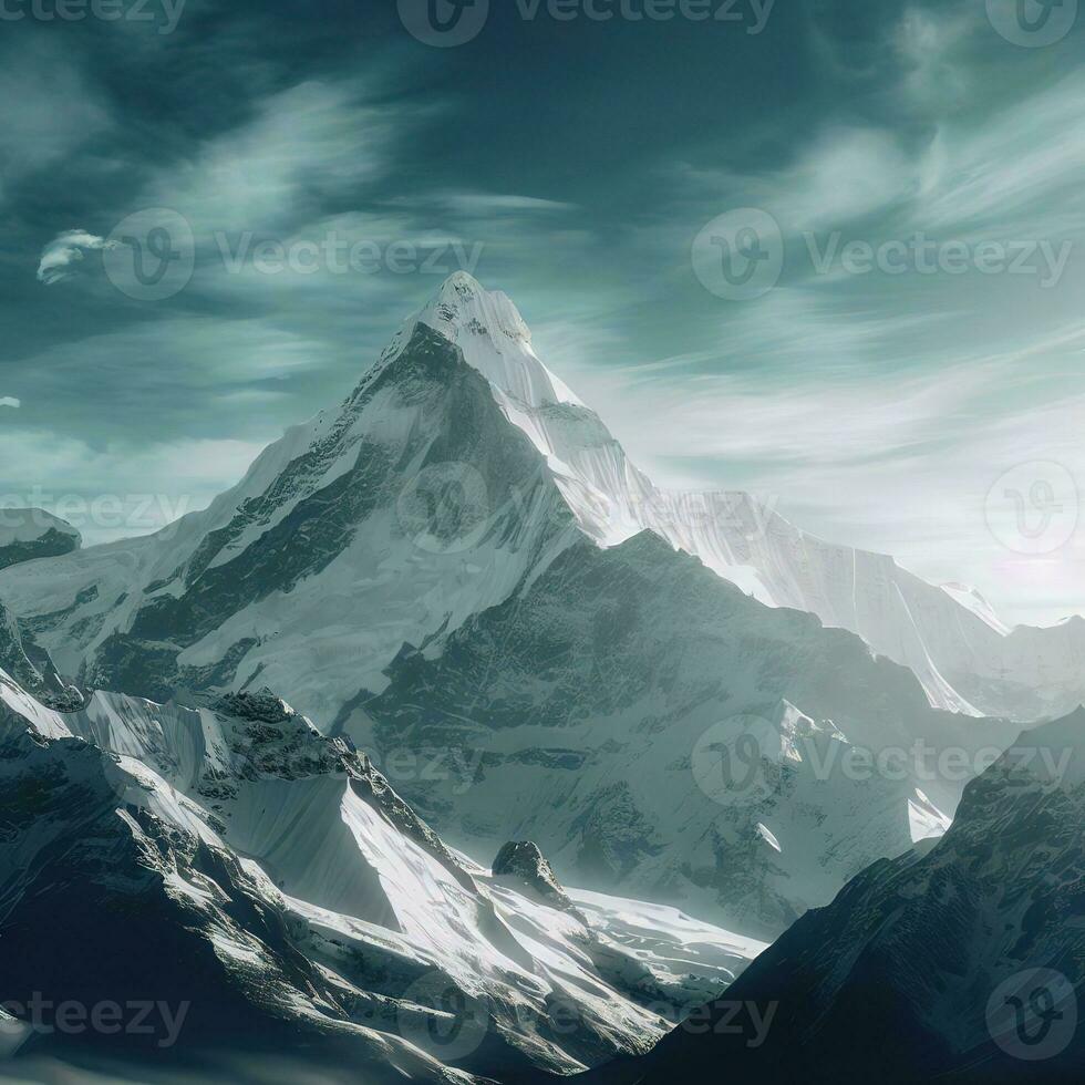 el impresionante montaña picos de montar Everest, alcanzando para el Cielos ,ai generado foto
