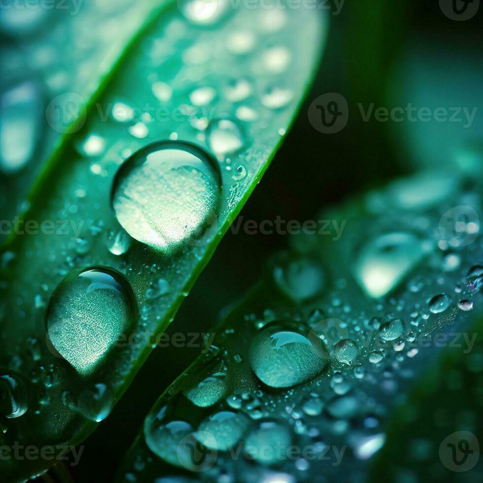 Leaves come alive with a mesmerizing display of morning dew in macro ,AI Generated photo