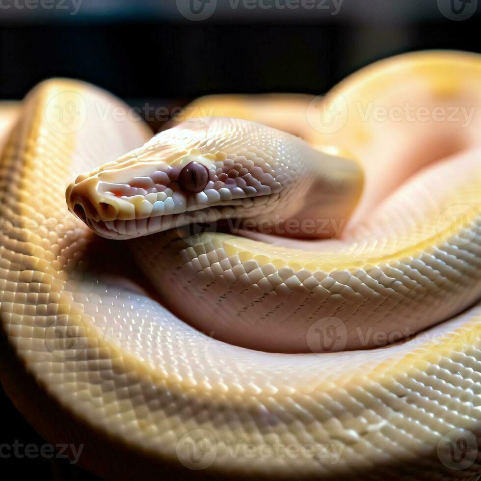 A Ball Python gazes with gentle curiosity, captivating its audience ,AI Generated photo