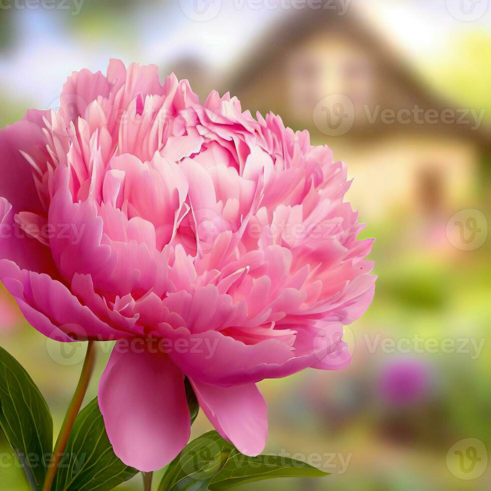 A close-up of a Chinese peony captures the exquisite details of its delicate petals ,AI Generated photo