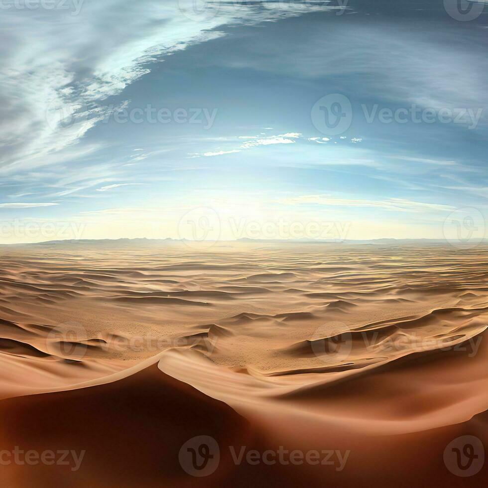 The desert basks in the warm glow of the setting sun ,AI Generated photo