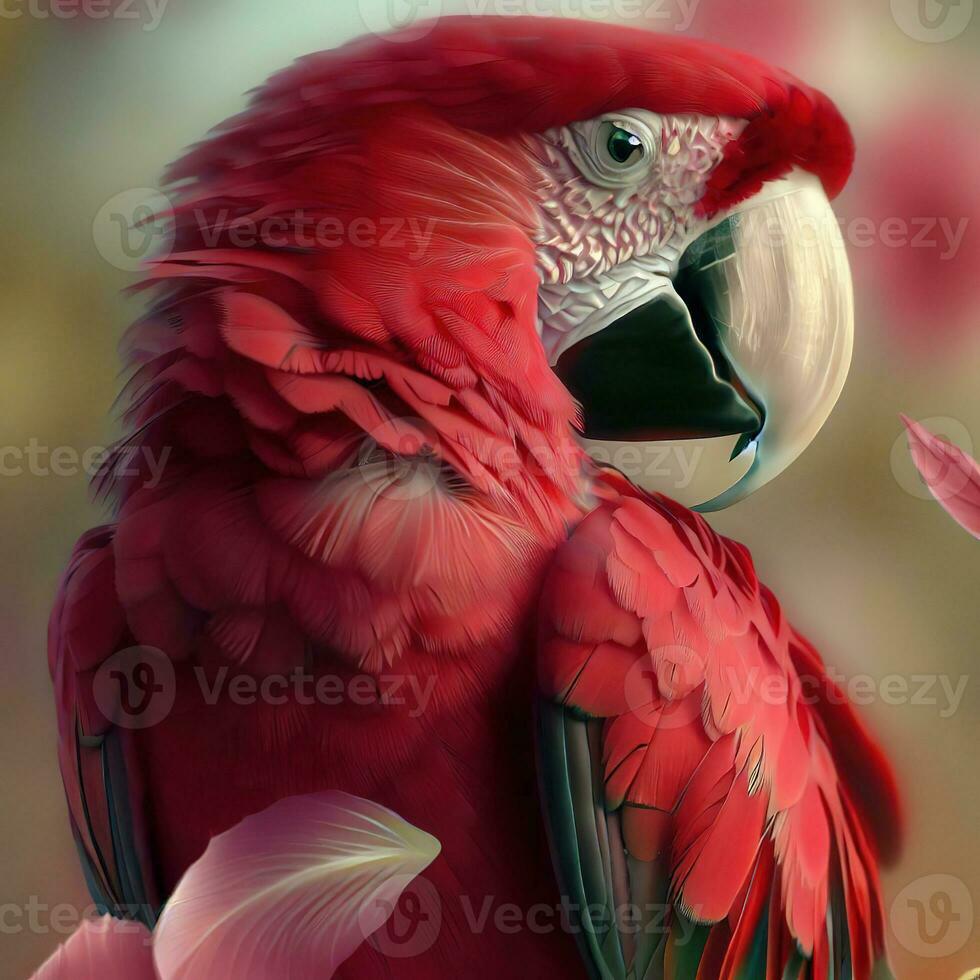 close-up of the Macaw's vibrant plumage reveals a rainbow of colors ,AI Generated photo