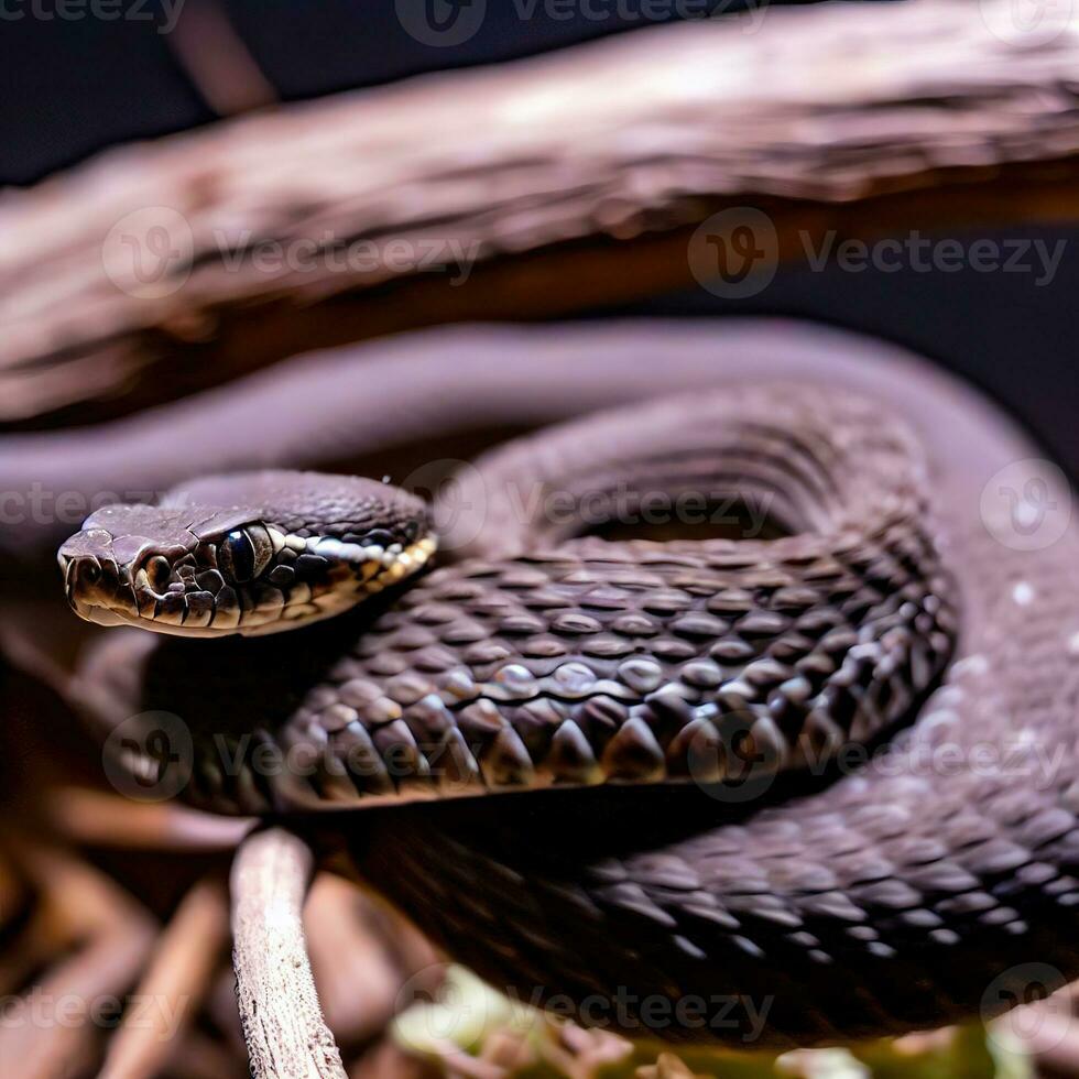 admirativo el enroscado poder y letal elegancia de el negro tipo de serpiente venenosa ,ai generado foto