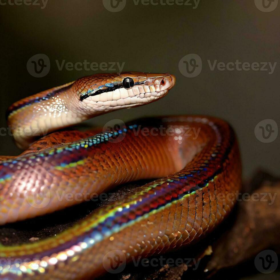 A Close-up of the Brilliant Rainbow Boa's Shimmering Scales ,AI Generated photo