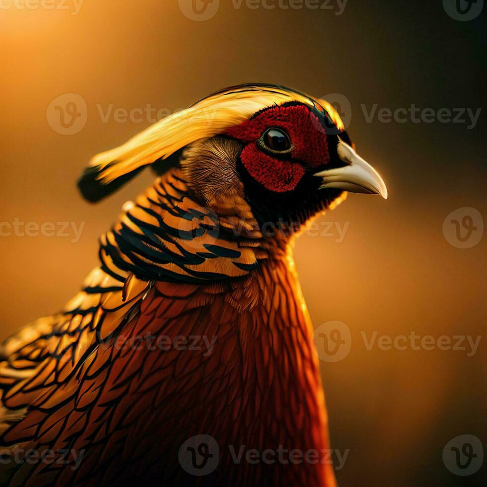 Admiring the Pheasant's Vibrant Colors Glistening in Even Sunshine ,AI Generated photo
