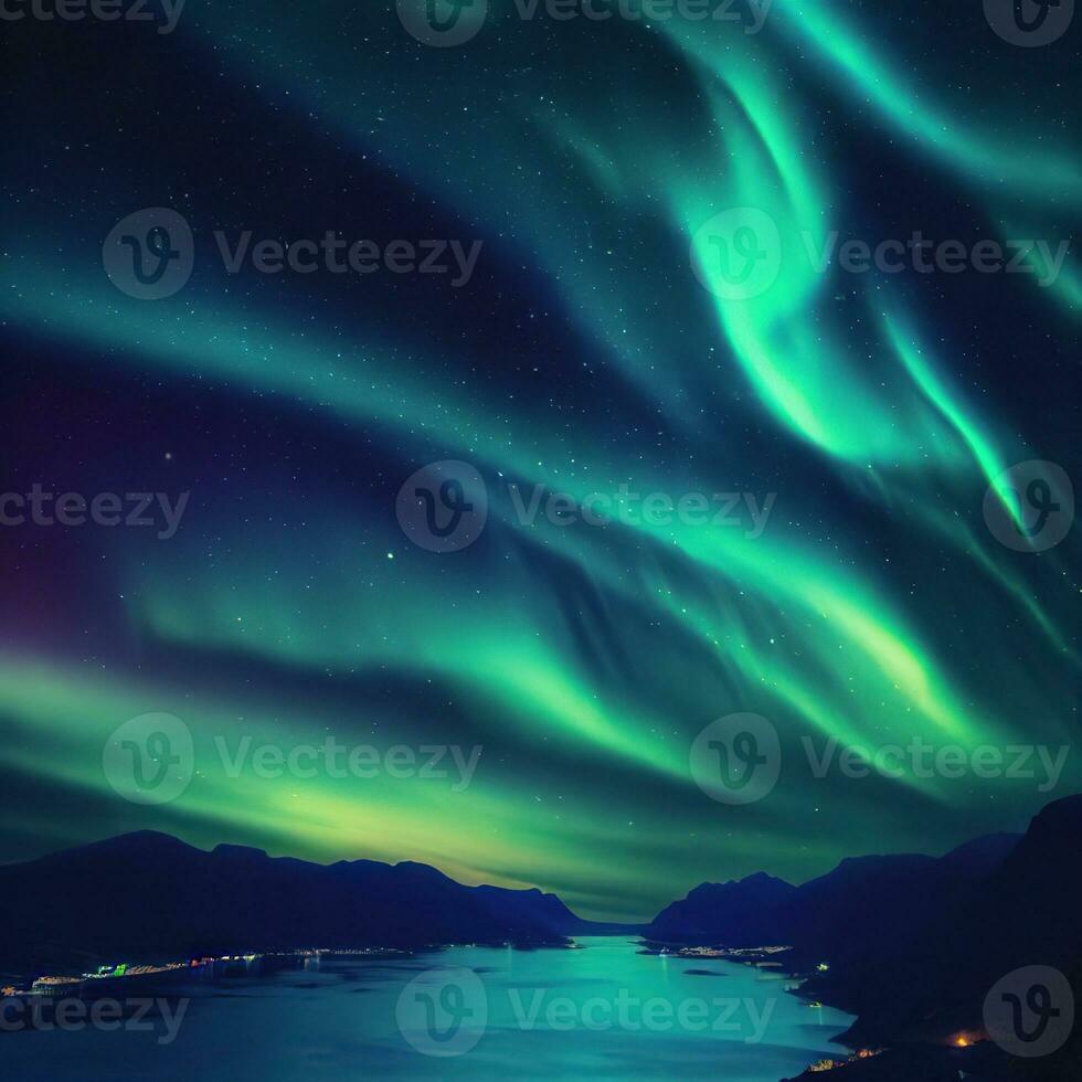 Zoomed-in on the Enchanting Display of the Northern Lights ,AI Generated photo