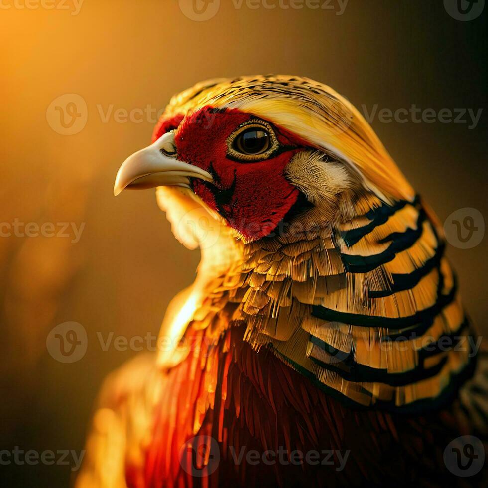 A Close-up of the Pheasant's Resplendent Plumage in Perfect Sunlight ,AI Generated photo