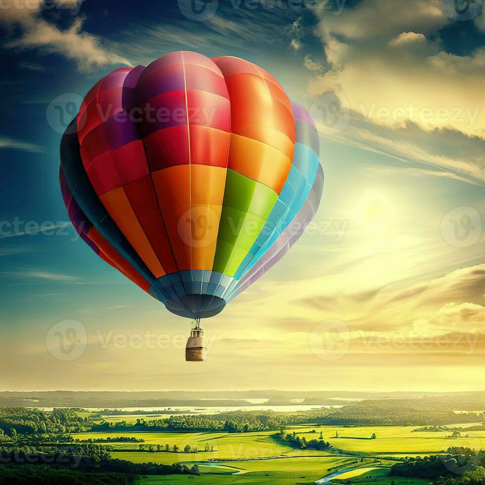 A myriad of hot air balloons create a vibrant and mesmerizing display. ,AI Generated photo